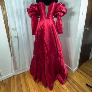 Elegant Red Off-Shoulder Gown